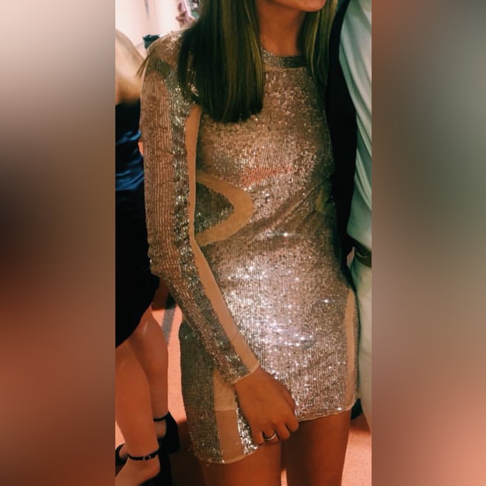 Revolve x Michael Costello Sequin Dress Rose Gold - Picture 4 of 7